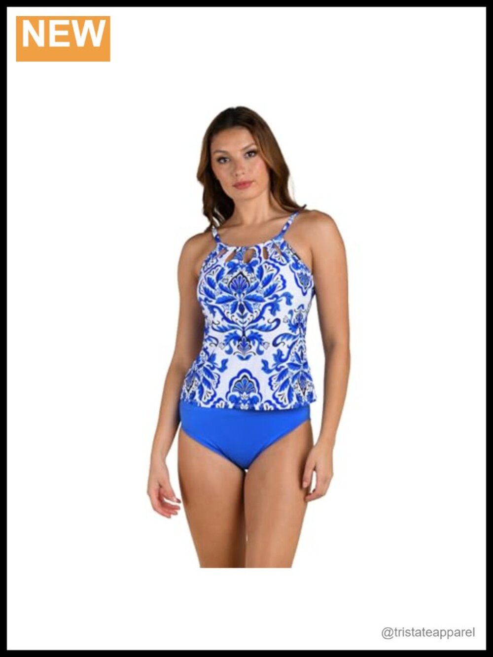 Women's Underwire High Neck Cutout Tankini Swimsuit Top Rela